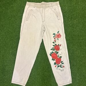 Vintage Hand-Painted Rose Pants